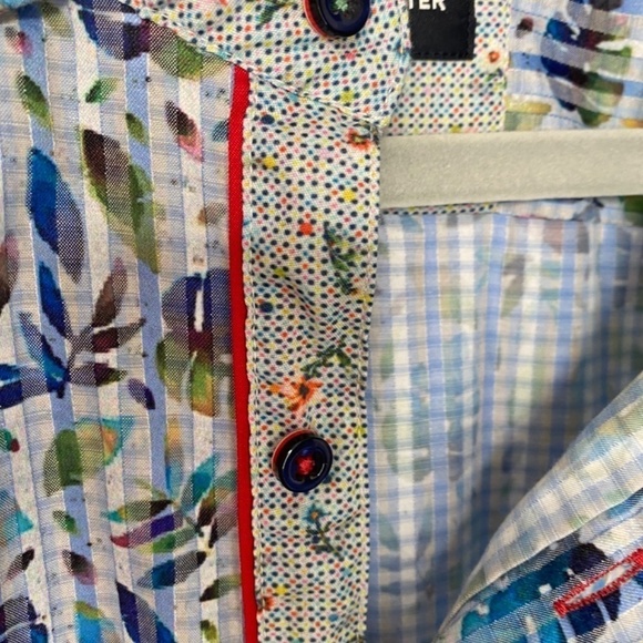 Daniel Hechter Paris Short Sleeve Palm Leaves Multi-color Casual Shirt, L - Picture 7 of 11